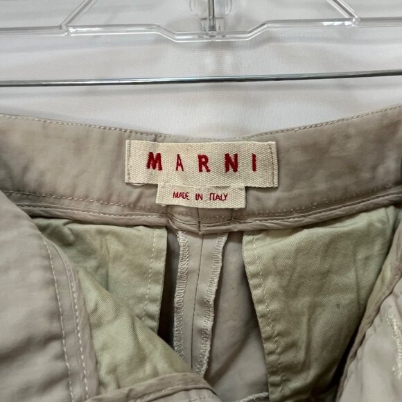 MARNI Button Fly Flat Front Wide Leg Cotton Khaki Chino Pants Pockets IT 42 US 6 - Picture 4 of 10